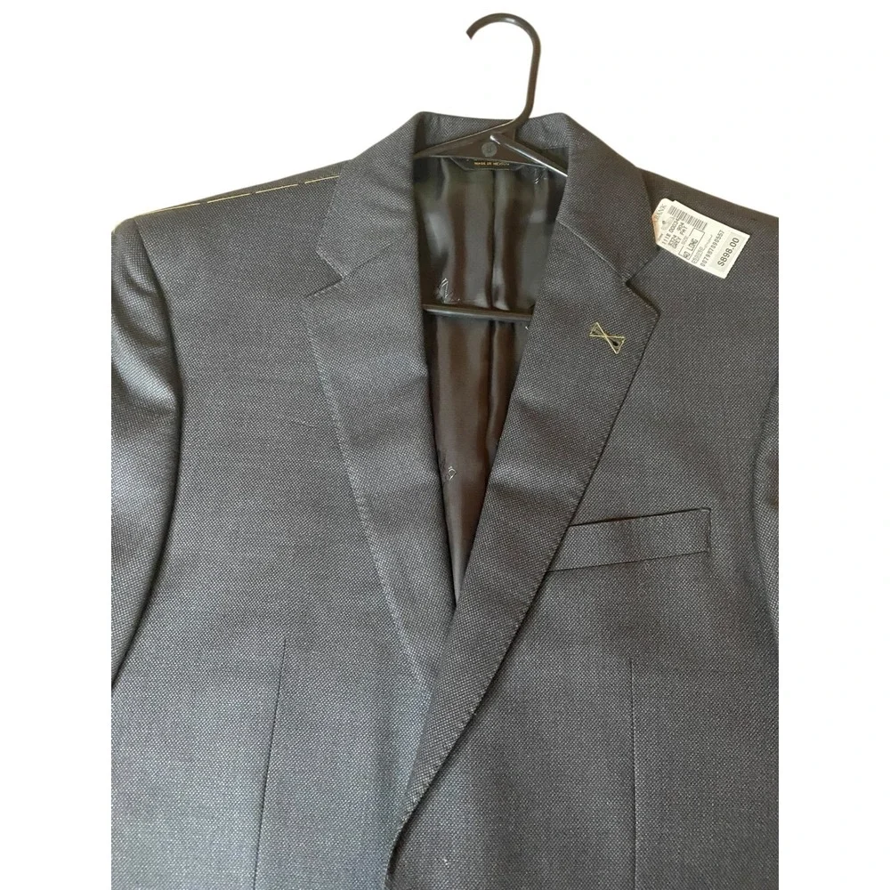Jos A Bank Signature Gold Tailored Fit Superfine Wool Blazer Men's 40L Gray NWT